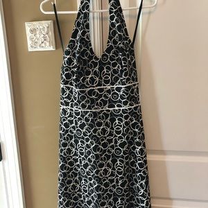 Black and white halter dress